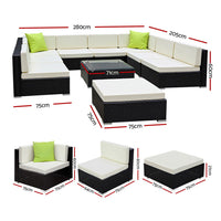 Gardeon 10-Piece Outdoor Sofa Set Wicker Couch Lounge Setting Cover