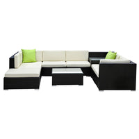 Gardeon 9-Piece Outdoor Sofa Set Wicker Couch Lounge Setting Cover