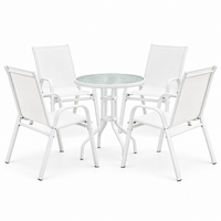 Gardeon 5PC Bistro Set Outdoor Table and Chairs Stackable Patio Furniture White