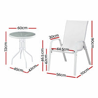 Gardeon 5PC Bistro Set Outdoor Table and Chairs Stackable Patio Furniture White