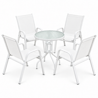 Gardeon 5PC Bistro Set Outdoor Table and Chairs Stackable Patio Furniture White