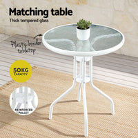 Gardeon 5PC Bistro Set Outdoor Table and Chairs Stackable Patio Furniture White