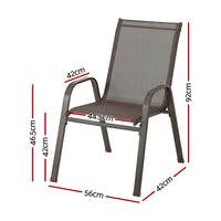 6PC Outdoor Dining Chairs Stackable Lounge Chair Patio Furniture Brown