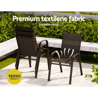 6PC Outdoor Dining Chairs Stackable Lounge Chair Patio Furniture Brown