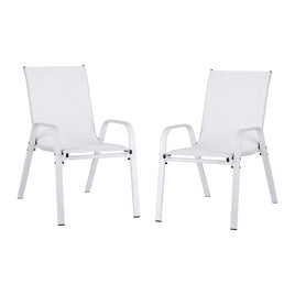 Gardeon 2PC Outdoor Dining Chairs Stackable Lounge Chair Patio Furniture White