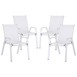 Gardeon 4PC Outdoor Dining Chairs Stackable Lounge Chair Patio Furniture White