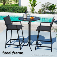 Gardeon Outdoor Bar Table Round Folding Desk Top 109cm Patio Furniture Black