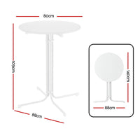Gardeon Outdoor Bar Table Round Folding Desk Top 109cm Patio Furniture White