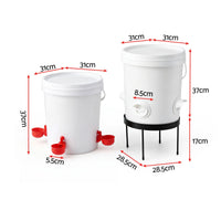 Giantz 20L X2 Chicken Feeder Waterer Set Automatic Poultry Dispenser Metal Stand