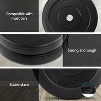 60kg Barbell Weight Plates Standard Home Gym Press Fitness Exercise