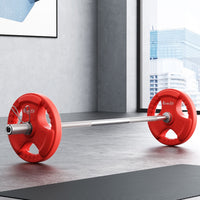 Barbells Set 36kg 120cm Dumbbell Barbell Plate Weight Lifting Home Gym Red Lifting