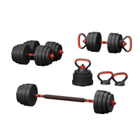 40kg Adjustable Dumbbells Set Kettle Bell Weight Plates Barbells Gym