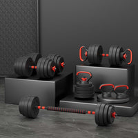 40kg Adjustable Dumbbells Set Kettle Bell Weight Plates Barbells Gym