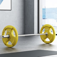 Barbells 46KG 120CM Dumbbell Barbell Plate Weight Lifting Home Gym Yellow