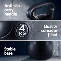 Everfit 4kg Kettlebell Set Weight Lifting Bench Dumbbells Kettle Bell Gym Home