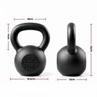 Everfit 16kg Cast Iron Kettlebell Powder Coating Flat Bottom Home Gym