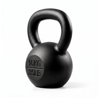 Everfit 16kg Cast Iron Kettlebell Powder Coating Flat Bottom Home Gym