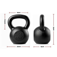 Everfit 20kg Cast Iron Kettlebell Powder Coating Flat Bottom Home Gym