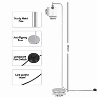 Artiss Floor Lamp Modern Industrial Standing Light with Clear Glass Shade, Silver Metal Tall Lamp for Living Room, Bedroom & Office, Anti-Tipping Weighted Base & Foot Switch (Bulb Not Included)