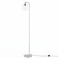 Artiss Floor Lamp Modern Industrial Standing Light with Clear Glass Shade, Silver Metal Tall Lamp for Living Room, Bedroom & Office, Anti-Tipping Weighted Base & Foot Switch (Bulb Not Included)