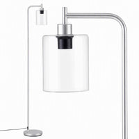 Artiss Floor Lamp Modern Industrial Standing Light with Clear Glass Shade, Silver Metal Tall Lamp for Living Room, Bedroom & Office, Anti-Tipping Weighted Base & Foot Switch (Bulb Not Included)