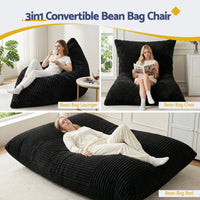 Artiss 3-in-1 Bean Bag Chair for Living Room Convertible Floor Sofa Dark Grey