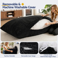 Artiss 3-in-1 Bean Bag Chair for Living Room Convertible Floor Sofa Dark Grey