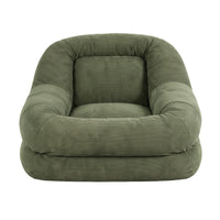 Artiss Armchair Floor Chair Couch Recliner 1 Seater Cloud Chaise Lounge Corduroy Green