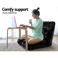 Artiss Sofa Bed Floor Lounge Recliner Foldable Chair & Side Table Bundle
