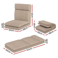 Floor Lounge Sofa Bed 1 Seater Linen Beige