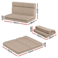 Floor Chair Sofa 2 Seater Linen Beige