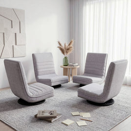 Artiss 4PCS Swivel Floor Chair 360 Adjustable Foldable Lounge Seat Floor Sofa Chair Grey