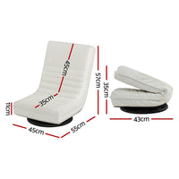 Artiss 2XFloor Chair Lounge Sofa Swivel Foldable Linen White