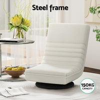 Artiss 2XFloor Chair Lounge Sofa Swivel Foldable Linen White