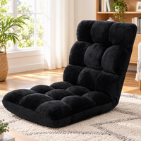 Artiss Floor Lounge Sofa Bed Flannel Fabric Black