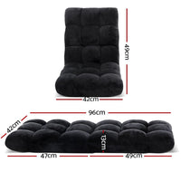 Artiss Floor Lounge Sofa Bed Flannel Fabric Black