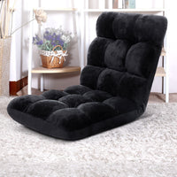 Artiss Floor Lounge Sofa Bed Flannel Fabric Black