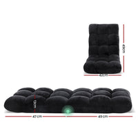 Artiss 2X Lounge Sofa Bed Flannel Fabric Black