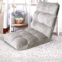 Artiss Lounge Sofa Bed Flannel Fabric Grey