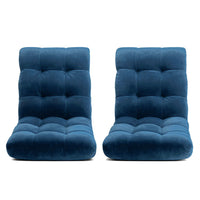 Artiss 2PCS Floor Lounge Sofa Bed Flannel Fabric Navy