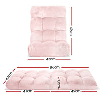 Artiss 2PCS Floor Lounge Sofa Bed Flannel Fabric Pink