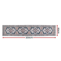 Artiss 60 x 300 cm Washable Runner Area Rug No Hard Glue Quilt-Like Soft for Home Decor, 0.5cm Ultra-Thin Pet Friendly Bohemian Medallion Bedroom Carpet