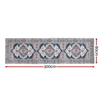 Artiss 80 x 300 cm Washable Runner Area Rug No Hard Glue Quilt-Like Soft for Home Decor, 0.5cm Ultra-Thin Pet Friendly Bohemian Medallion Bedroom Carpet