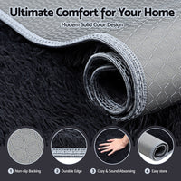 Artiss Floor Rug 160x230cm Plush Area Shaggy Rug Living Room Bedroom Carpet Black