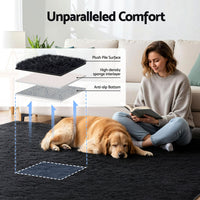 Artiss Floor Rug 200x290cm Plush Area Shaggy Rug Living Room Bedroom Carpet Black