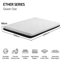 Giselle 18cm Queen Memory Foam Mattress Dual Feel Reversible Charcoal Foam