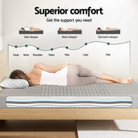 Giselle Bedding Cool Gel Memory Foam Mattress Charcoal 7-Zone Washable Bamboo Cover 15cm Queen