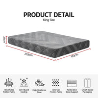 Giselle 25cm King Memory Foam Mattress Gel Infused Foam Removable Cover