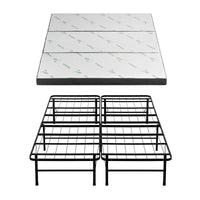 Giselle Folding Bed with Mattress Queen Portable Foldable Guest Bed Bamboo Cover