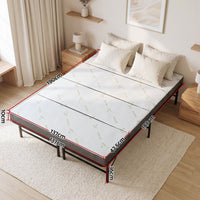 Giselle Double Folding Bed with Mattress 4 Fold Metal Frame Guest Bed Bamboo Cover